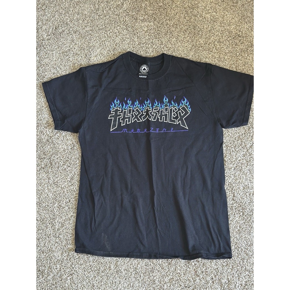 Thrasher Magazine Godzilla Charred Black & Blue Tshirt Skater Street wear. Sz. M